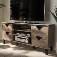 Baxton Studio W-1516 Beacon Modern and Contemporary Light Brown Wood 55-Inch TV Stand